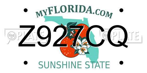 Z927CQ Florida License Plate