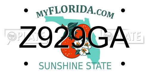 Z929GA Florida License Plate