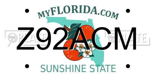 Z92ACM Florida License Plate