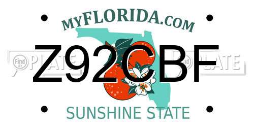 Z92CBF Florida License Plate