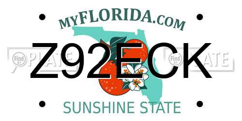 Z92ECK Florida License Plate