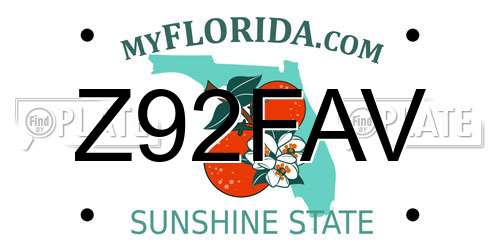 Z92FAV Florida License Plate