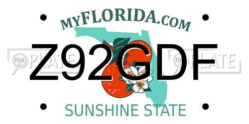 Z92GDF Florida License Plate