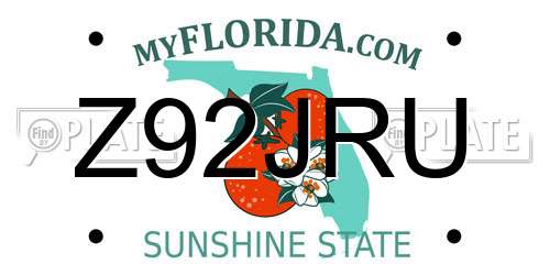 Z92JRU Florida License Plate