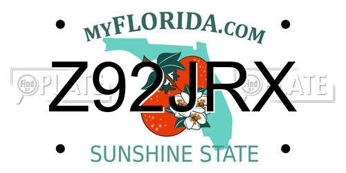 Z92JRX Florida License Plate