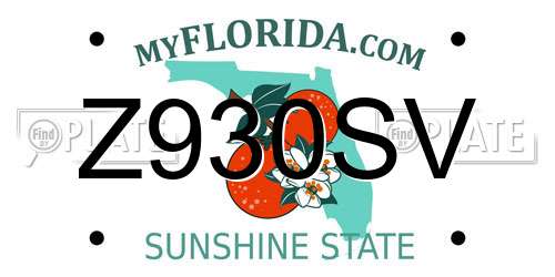 Z930SV Florida License Plate