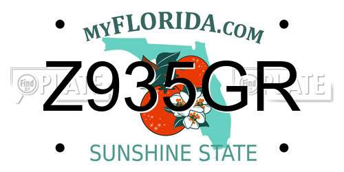 Z935GR Florida License Plate