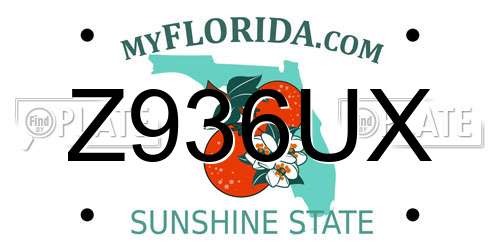 Z936UX Florida License Plate