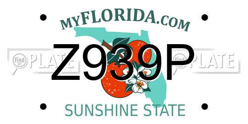 Z939P Florida License Plate