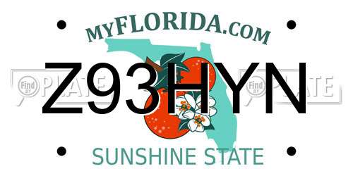 Z93HYN Florida License Plate