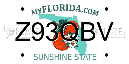Z93QBV Florida License Plate