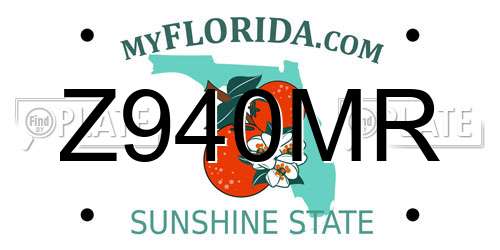 Z940MR Florida License Plate