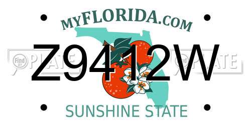 Z9412W Florida License Plate