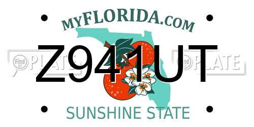 Z941UT Florida License Plate