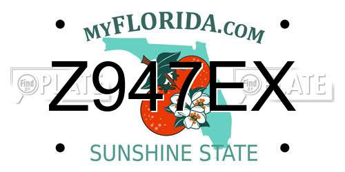 Z947EX Florida License Plate