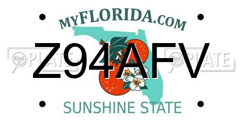 Z94AFV Florida License Plate