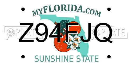 Z94FJQ Florida License Plate