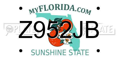 Z952JB Florida License Plate