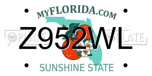 Z952WL Florida License Plate