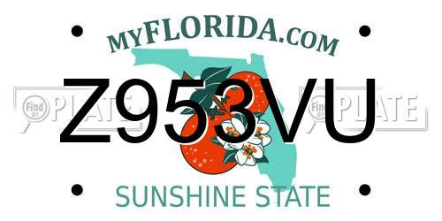 Z953VU Florida License Plate