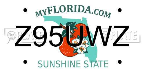 Z95UWZ Florida License Plate