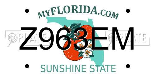 Z963EM Florida License Plate