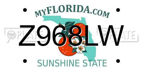 Z968LW Florida License Plate