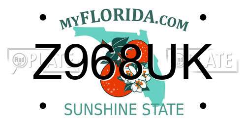 Z968UK Florida License Plate