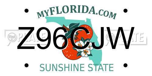 Z96CJW Florida License Plate