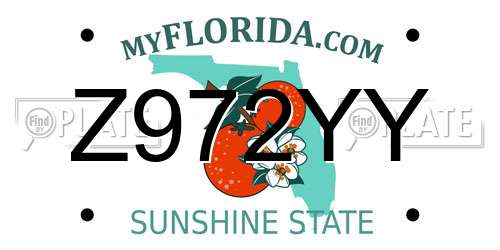 Z972YY Florida License Plate