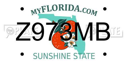 Z973MB Florida License Plate