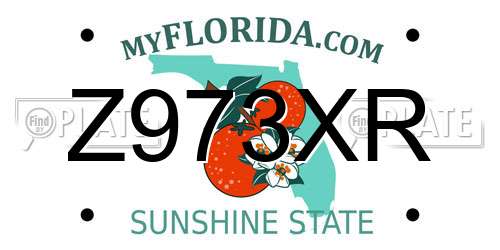 Z973XR Florida License Plate