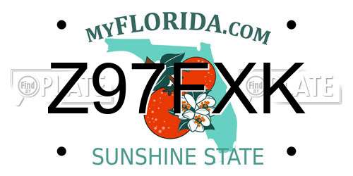 Z97FXK Florida License Plate