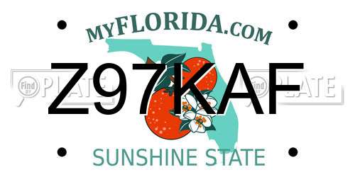 Z97KAF Florida License Plate