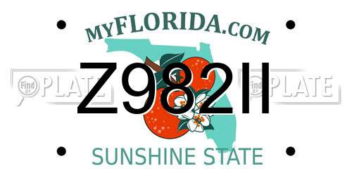 Z982II Florida License Plate