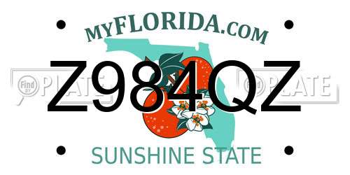 Z984QZ Florida License Plate