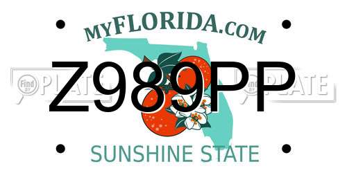 Z989PP Florida License Plate
