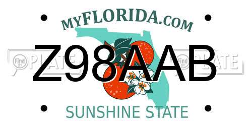 Z98AAB Florida License Plate