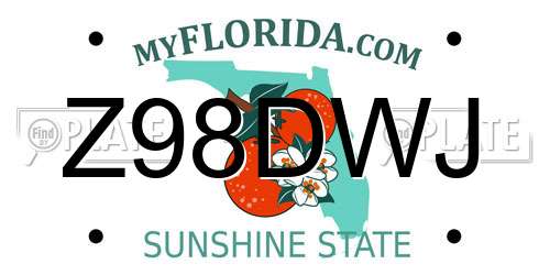 Z98DWJ Florida License Plate