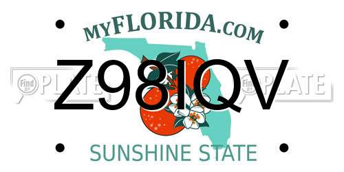 Z98IQV Florida License Plate