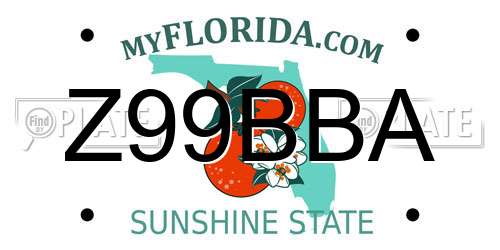 Z99BBA Florida License Plate