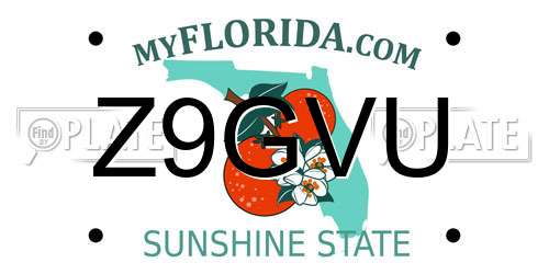 Z9GVU Florida License Plate