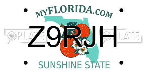 Z9RJH Florida License Plate