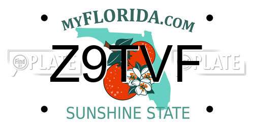 Z9TVF Florida License Plate