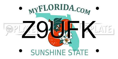 Z9UFK Florida License Plate