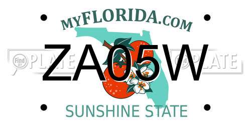 ZA05W Florida License Plate
