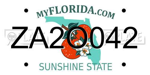 ZA2O042 Florida License Plate