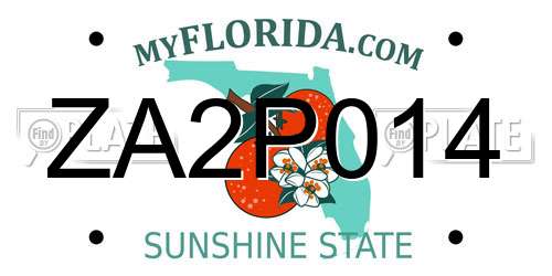 ZA2P014 Florida License Plate
