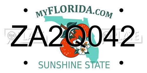 ZA2Q042 Florida License Plate