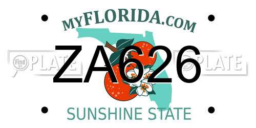 ZA626 Florida License Plate